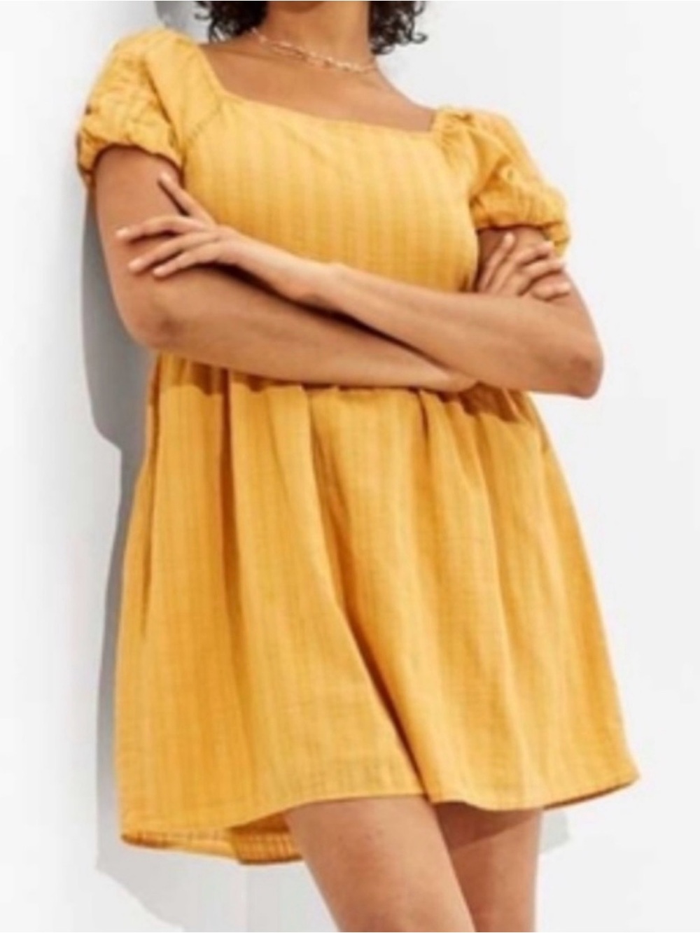 American Eagle Outfitters babydoll peasant milkmaid dress golden yellow - Small